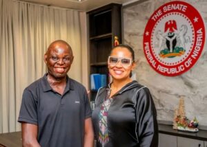 Mr Sunday Enemakwu And Senator Natasha Akpoti 